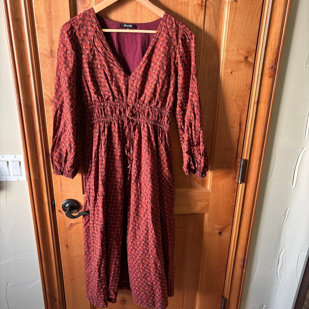 Madewell Sophia Tie Front Prairie Midi Dress // Teaberry